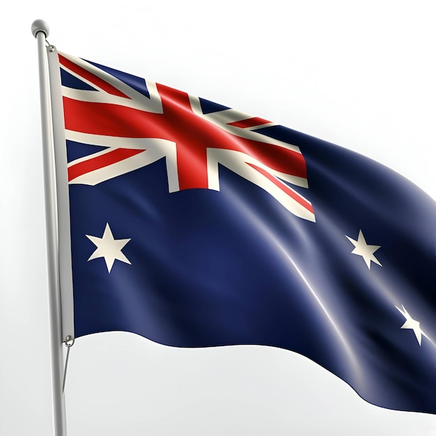 3D Flag of Australia isolated on white background with clipping path