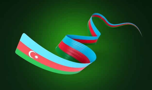 아제르바이잔의 3d 국기 녹색 배경 3d 그림에 고립 된 아제르바이잔 리본 깃발을 흔들며 3d