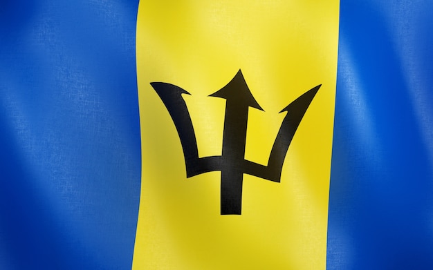 Photo 3d flag of barbados.