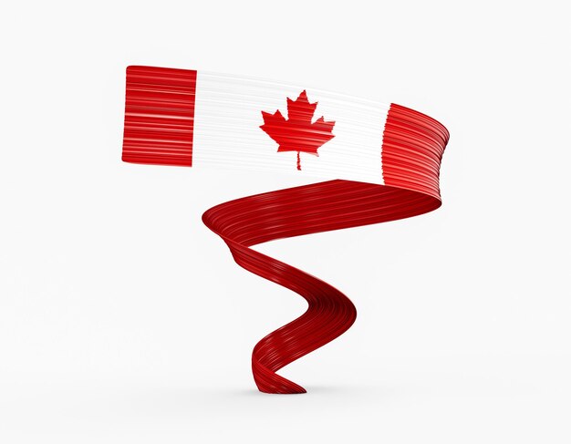 3d Flag Of Canada 3d Shiny Waving Flag Ribbon Isolated On White Background 3d illustration