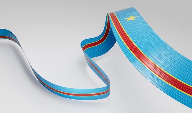 3d Flag Of Democratic Republic Of The Congo 3d Waving Ribbon Flag White Background 3d Illustration