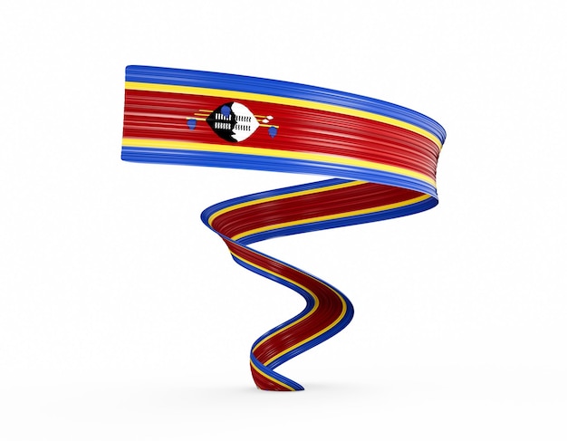 3d Флаг Эсватини 3d Размахивание флагом лента изолирована на белом фоне 3d иллюстрация