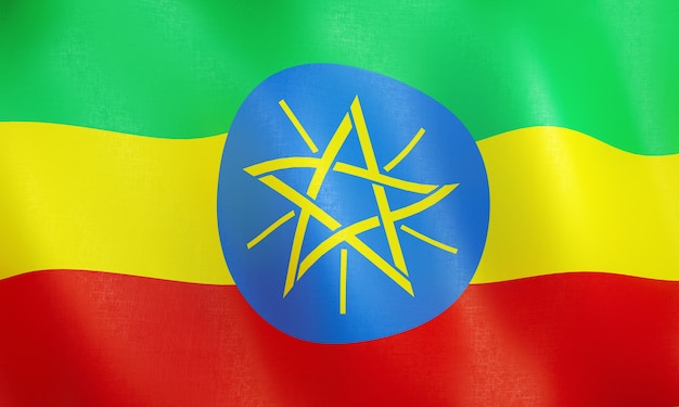 3D Flag of Ethiopia.