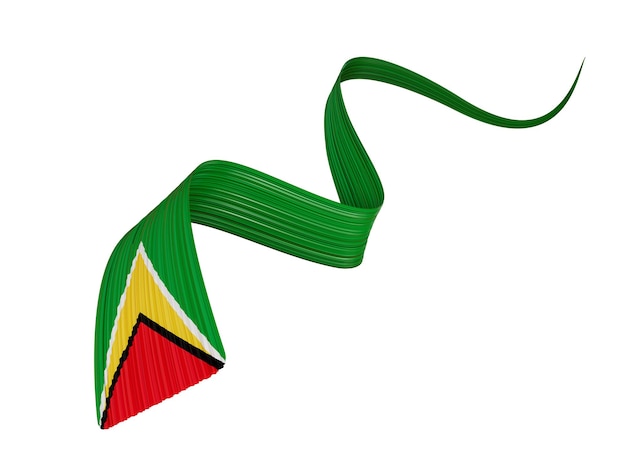 3d Flag Of Guyana Country 3d Wavy Shiny Ribbon Isolated On White Background 3d illustration