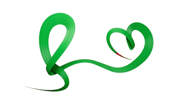3d Flag Of Guyana Heart Shaped Shiny Wavy Awareness Ribbon On White Background 3d illustration