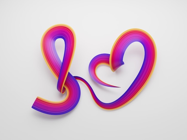 3d Flag Of Instagram Heart Shaped Shiny Wavy Awareness Ribbon flag White Background 3d Illustration