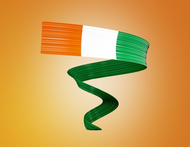 3d Flag Of Ivory Coast 3d Waving Flag Ribbon Isolated On Orange Background 3d Illustration