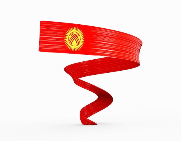 3d Flag Of Kyrgyzstan 3d Shiny Waving Flag Ribbon Isolated On White Background 3d illustration