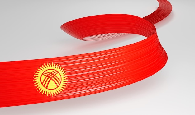 3d Flag Of Kyrgyzstan 3d Wavy Shiny Kyrgyzstan Ribbon Isolated On White Background 3d Illustration