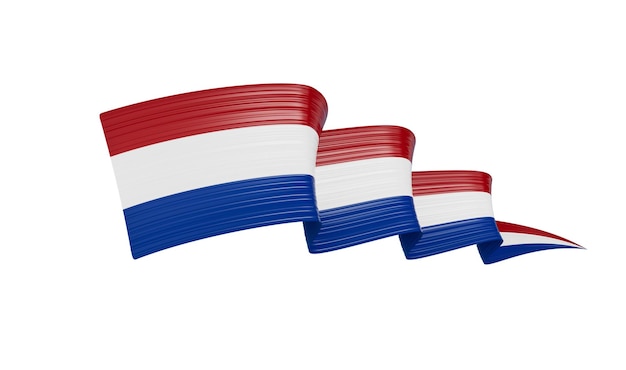 3d Flag Of Netherlands 3d Wavy Shiny Netherlands Ribbon Isolated On White Background 3d illustration