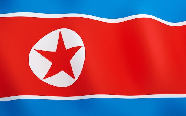 Photo 3d flag of north korea.