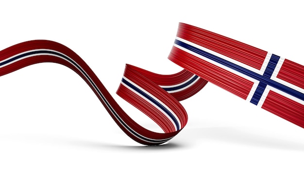 3d Flag Of Norway Country 3d Wavy Shiny Norway Ribbon Isolated On White Background 3d illustration