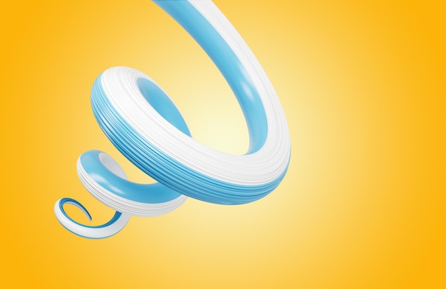 Photo 3d flag of san marino 3d spiral glossy ribbon of san marino on yellow background 3d illustration