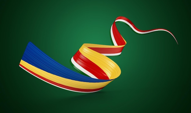 3d Flag Of Seychelles 3d Waving Ribbon Flag Isolated On Green Background 3d Illustration