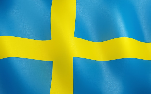 Photo 3d flag of sweden.