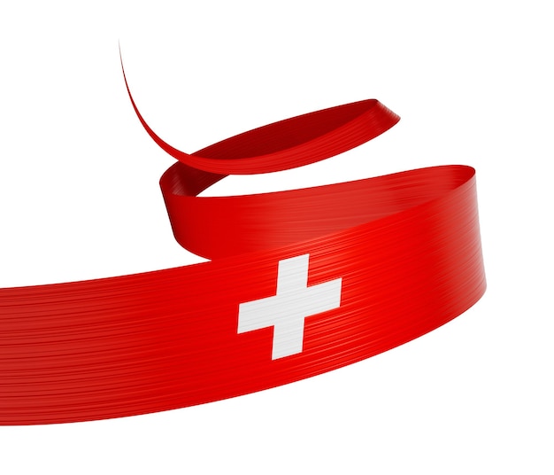 3d Flag Of Switzerland 3d Waving Ribbon Flag Isolated On White Background 3d illustration