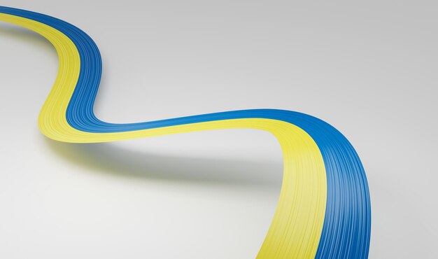 3d Flag Of Ukraine 3d Wavy Shiny Ukraine Ribbon Isolated On White Background 3d Illustration
