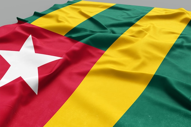 A 3D flag with the Togo flag on it