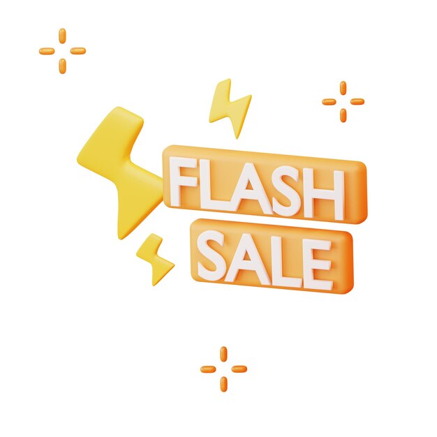 Photo 3d flash sale isolated icon illustration render