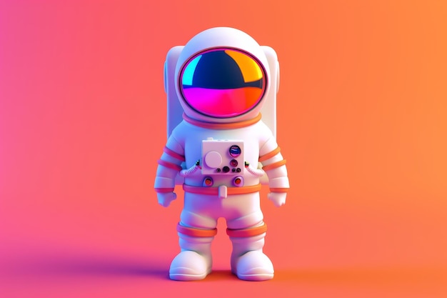 3D flat astronaut colorful space exploration