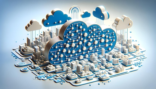 3d flat icon as Cloud Matrix A matrix of cloud symbols represents the complex network of cloud compu