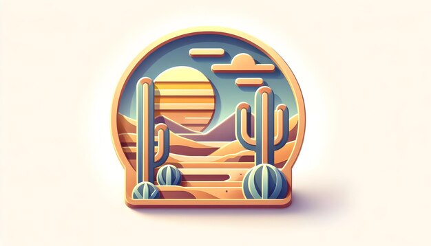 3d flat icon as Desert Mystique Convey the unique allure of arid and vast desertscapes in Global Bu