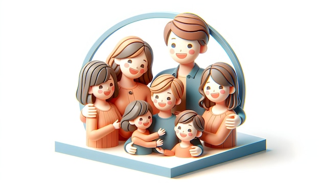 3D 플래트 아이콘으로 가족 유대 가족 모임의 기을 따뜻한 초상화로 축하하십시오.