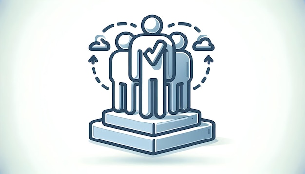Photo 3d flat icon as leadership symbol with copy space for project planning concept as an artistic render