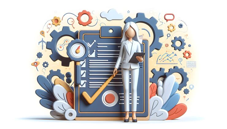 Photo 3d 플래트 아이콘은 프로세스 과 인증서 개념을 가진 qa 매니저입니다.