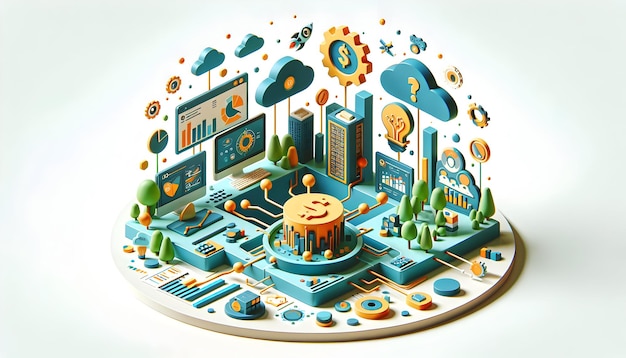 3d flat icon as Tech Ecosystem Creating a thriving tech ecosystem within the business environment i