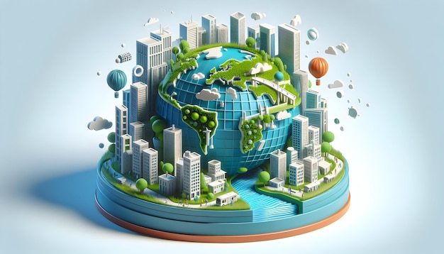 3D плоская икона как городской оазис Выделите освежающие зеленые пространства в городских пейзажах в Global Busin