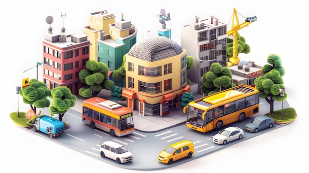 3D Flat Icon of EcoFriendly Public Transport Systems Future of Sustainable Urban Mobility with Ele