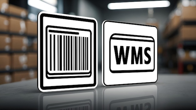 3d flat icon modern wms interface and barcode design with copy space for ads inventory control an