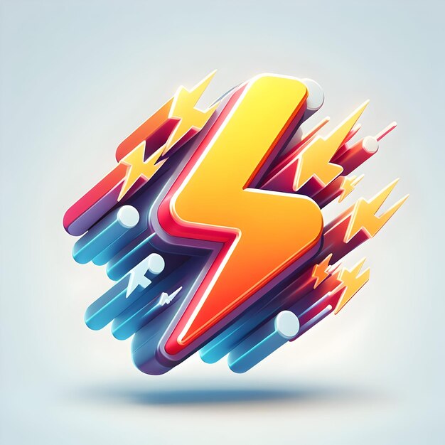 3D flat icon with Tech Flash Sale with a Lightning Bolt Price with isolated white background 1jpg