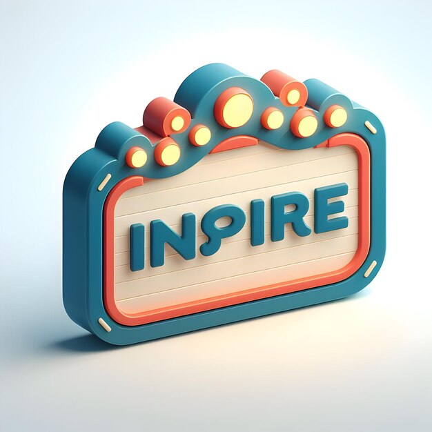 3D flat icon with wording Inspire on a theater marquee with 3D spotlights highlighting the word with