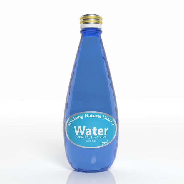 3D fles bruisend water geïsoleerd op wit