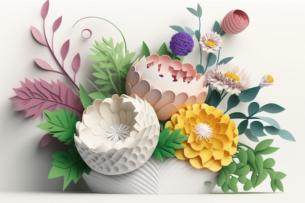 3d floral bouquet white background generative ai