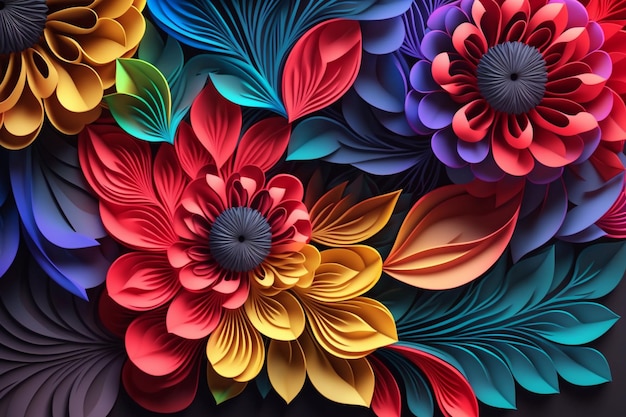 3d floral colorful bouquet background generative ai