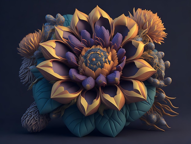 Photo 3d flower boho render ai generation