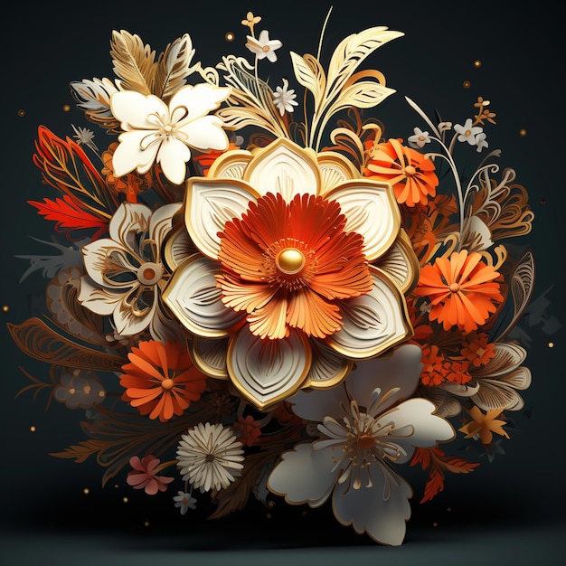 3d flower boho render