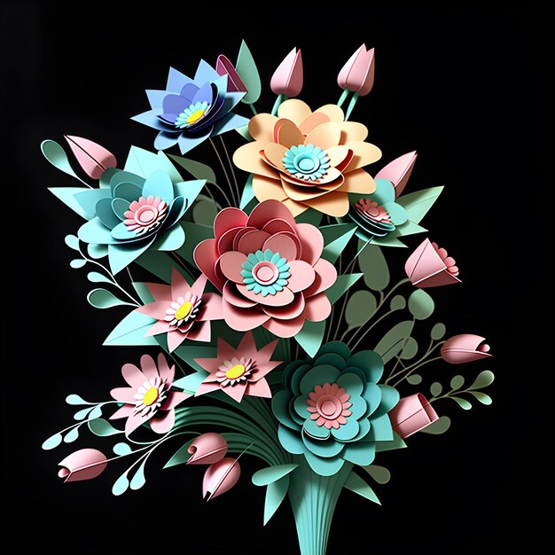 Photo 3d flower bouquet illustration