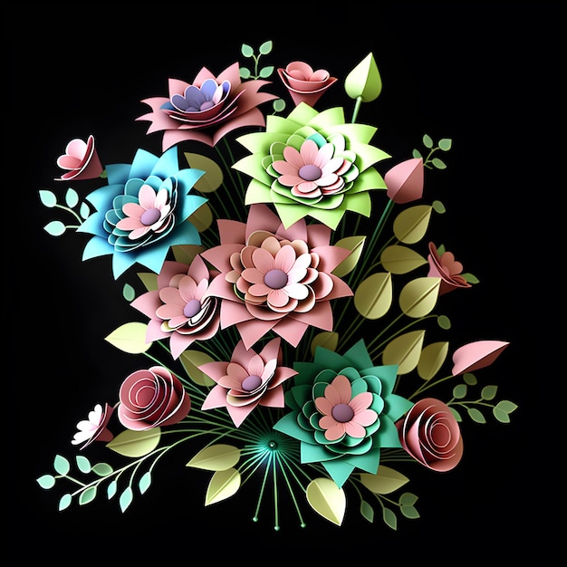 Photo 3d flower bouquet illustration