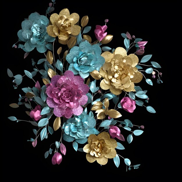 3D flower bouquet illustration