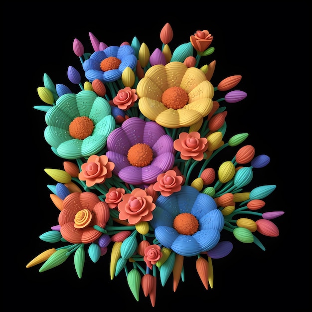 3D flower bouquet illustration