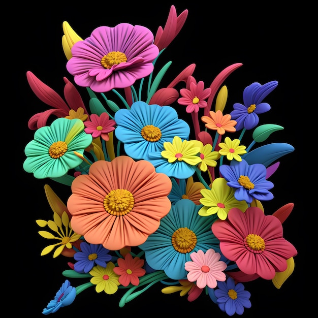 Photo 3d flower bouquet illustration