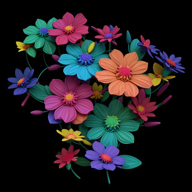 3D flower bouquet illustration