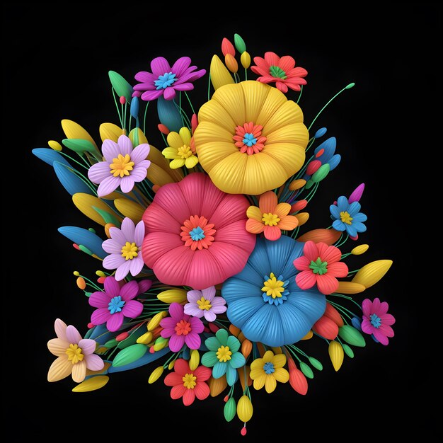 3D flower bouquet illustration