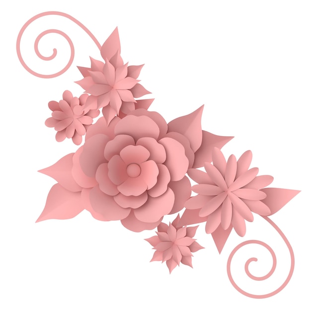 Photo 3d flower paper flower 3d illustration