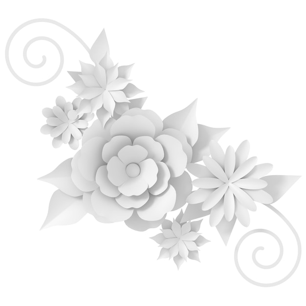 3D flower Paper flower 3D illustration