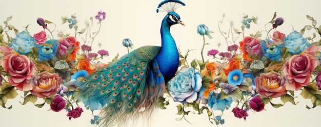 3D flower of peacock design on a background